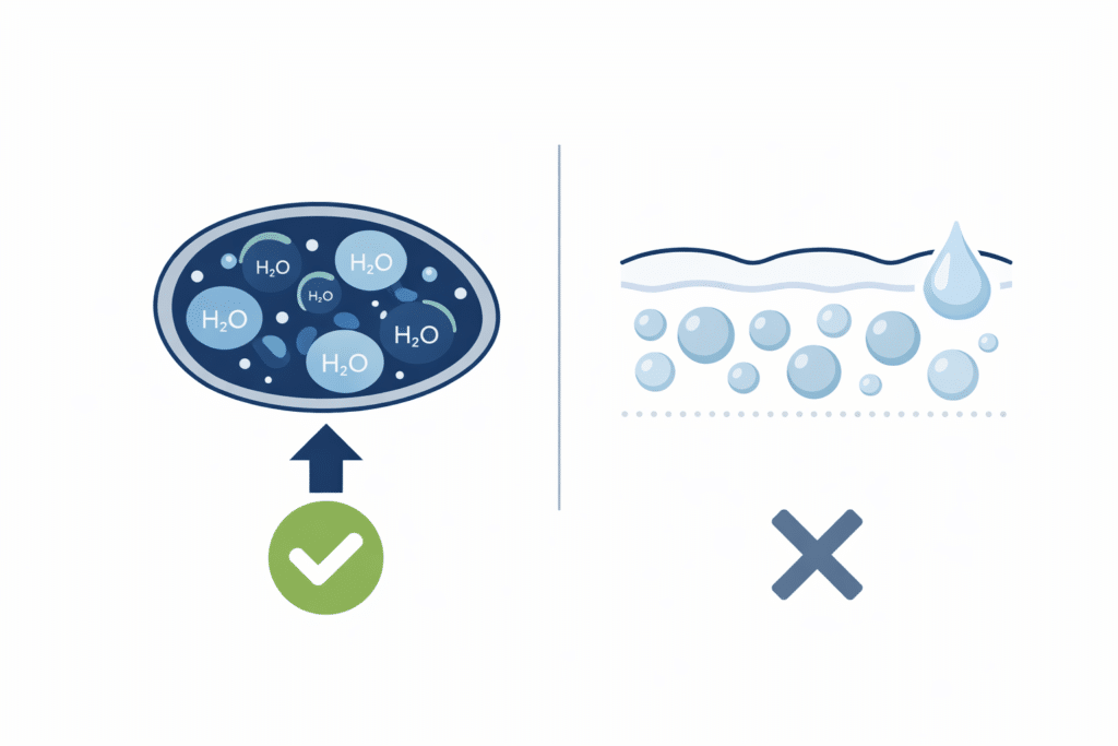 Circular arrows icon representing how creatine affects body weight and water retention.