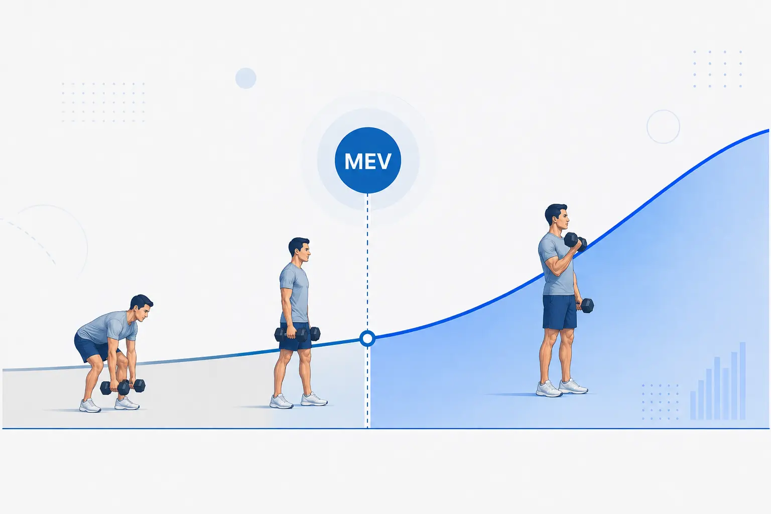Minimum effective volume threshold showing when weekly resistance training volume becomes sufficient for muscle growth.