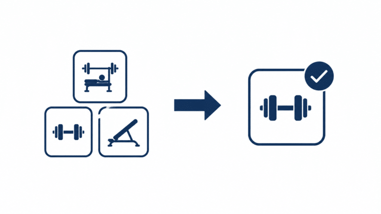 Minimalist illustration representing exercise selection for muscle growth.