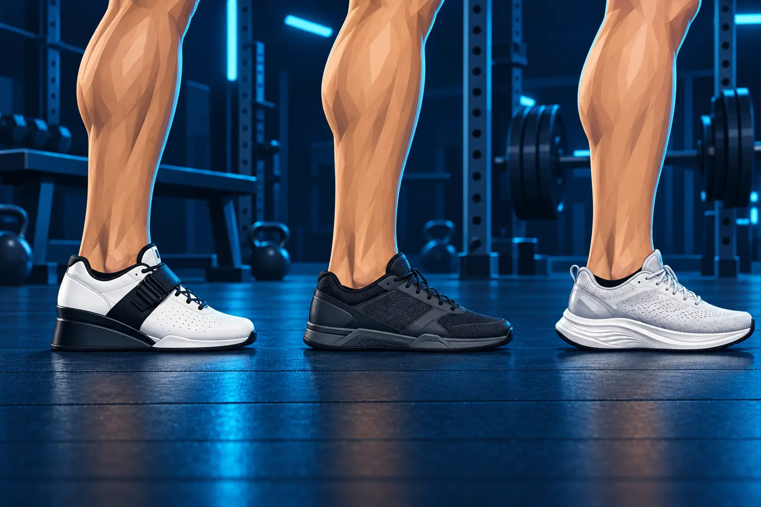 Comparison of raised-heel weightlifting shoes, flat training shoes and cushioned running shoes for strength training