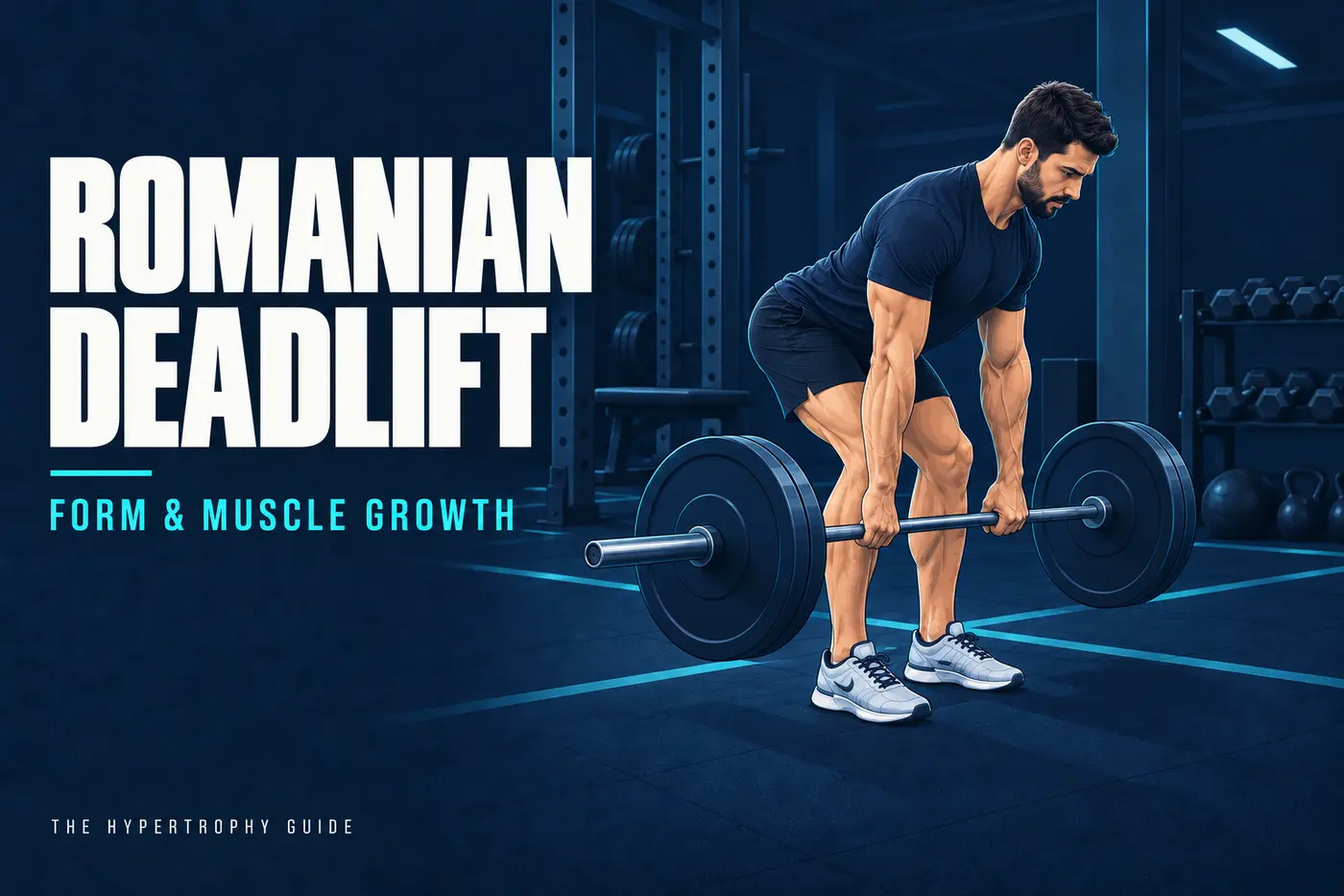 Lifter performing a barbell Romanian deadlift with the hips pushed back and the bar close to the legs