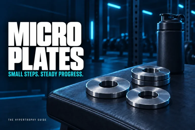 Small fractional weight plates on a gym bench for gradual increases in training load.